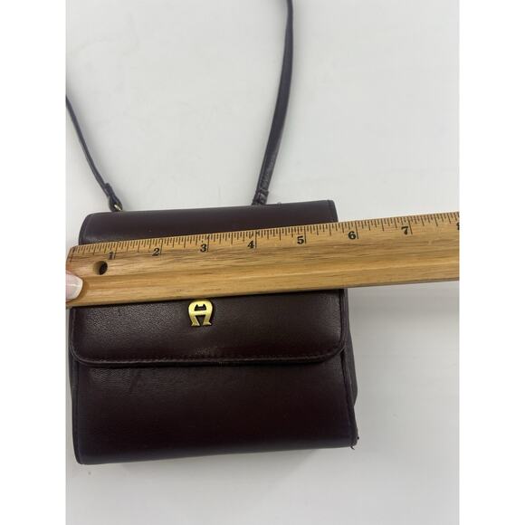 Vintage Etienne Aigner Crossbody Shoulder Bag Brown Leather Antique Brass Small - Picture 10 of 11